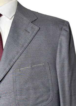 Sartoria Partenopea Mens Gray Micro-Check Notch Lapel Slim Fit 3-Button Wool Cashmere Suit With Patch Pockets - 44R