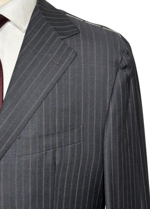 Sartoria Partenopea Mens Gray Pinstripe Notch Lapel Slim Fit 3-button Wool Suit - 44R
