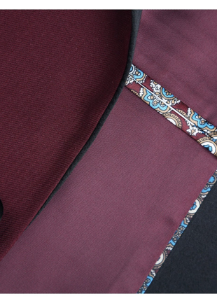 Raphael Solid Burgundy & Black Slim Fit With Black Satin Shawl Lapels Tuxedo Suit