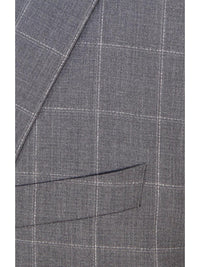 Thumbnail for Hugo Boss Mens 42L Gray Windowpane 100% Wool Slim Fit 2 Piece Suit