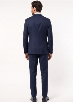 Mazara Mens Solid Navy Slim Fit Peak Lapel Wool Cashmere Blend 2-Button Suit