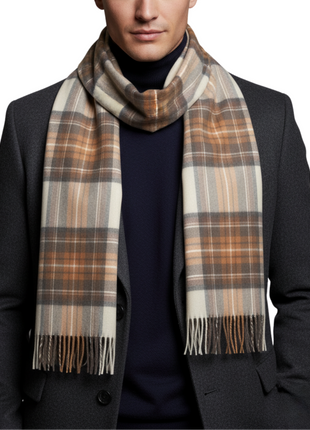Tovaglia Mens Plaid Cashmere Fringe Scarf