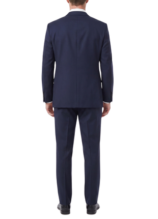 Centrion Mens Solid Navy Blue Notch Lapel Classic Fit Wool 2-Button Suit