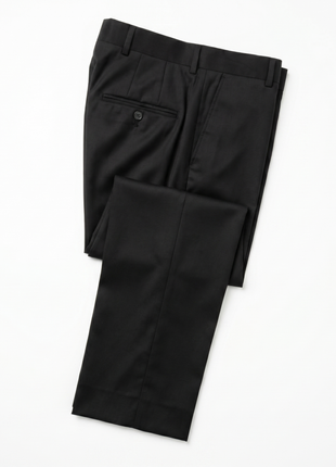 Mens Solid Black Slim Fit VBC Wool Prehemmed 2-Button Suit - The Suit Depot