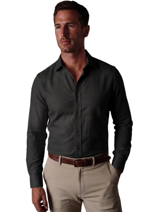 Christopher Morris Solid Black Slim Fit Cutaway Collar Non-Iron Barrel Cuff Cotton Dress Shirt