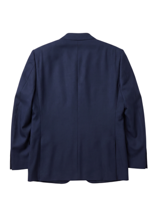 Centrion Mens Solid Navy Blue Notch Lapel Classic Fit Wool 2-Button Suit
