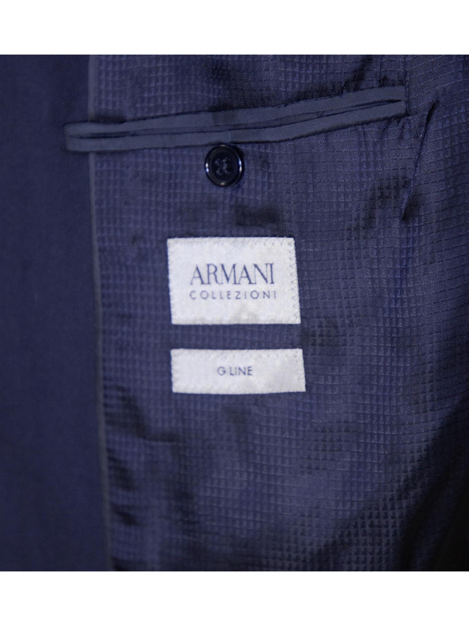Armani Collezioni G-Line Mens 42L Solid Navy Blue 2 Piece Suit