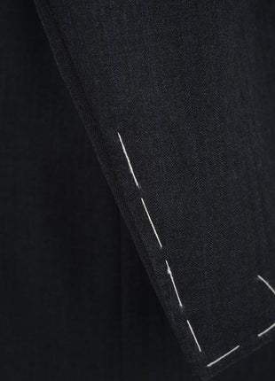 Canali Mens Charcoal Gray Striped 44L Drop 7 Modern Fit 100% Wool 2 Piece Suit - The Suit Depot