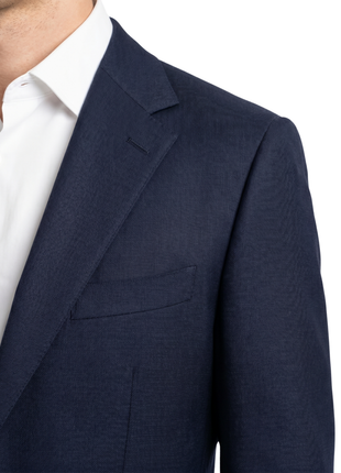 Centrion Mens Solid Navy Blue Notch Lapel Classic Fit Wool 2-Button Suit