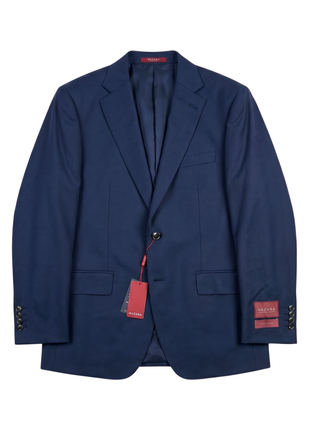 Sartoria Mazara Mens Navy Blue Textured Classic Fit Wool Silk 2 Button Suit