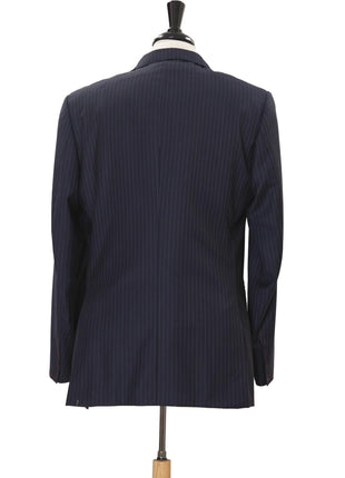 Isaia Mens 42R Drop 8 Navy Pinstripe 100% Wool Slim Fit 2 Piece Suit