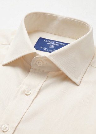 Christopher Morris Solid Cream Classic Fit Cutaway Collar Non-Iron Barrel Cuff Cotton Dress Shirt