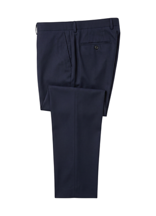 Centrion Mens Solid Navy Blue Notch Lapel Classic Fit Wool 2-Button Suit