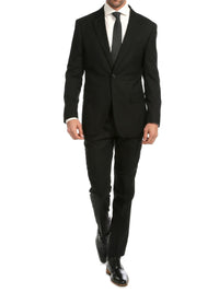 Thumbnail for Ferrecci Mens Solid Black Classic Fit 2 Piece Suit