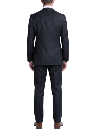 Sartoria Mazara Mens Black Tonal Stripe Slim Fit Wool 2-Button Suit