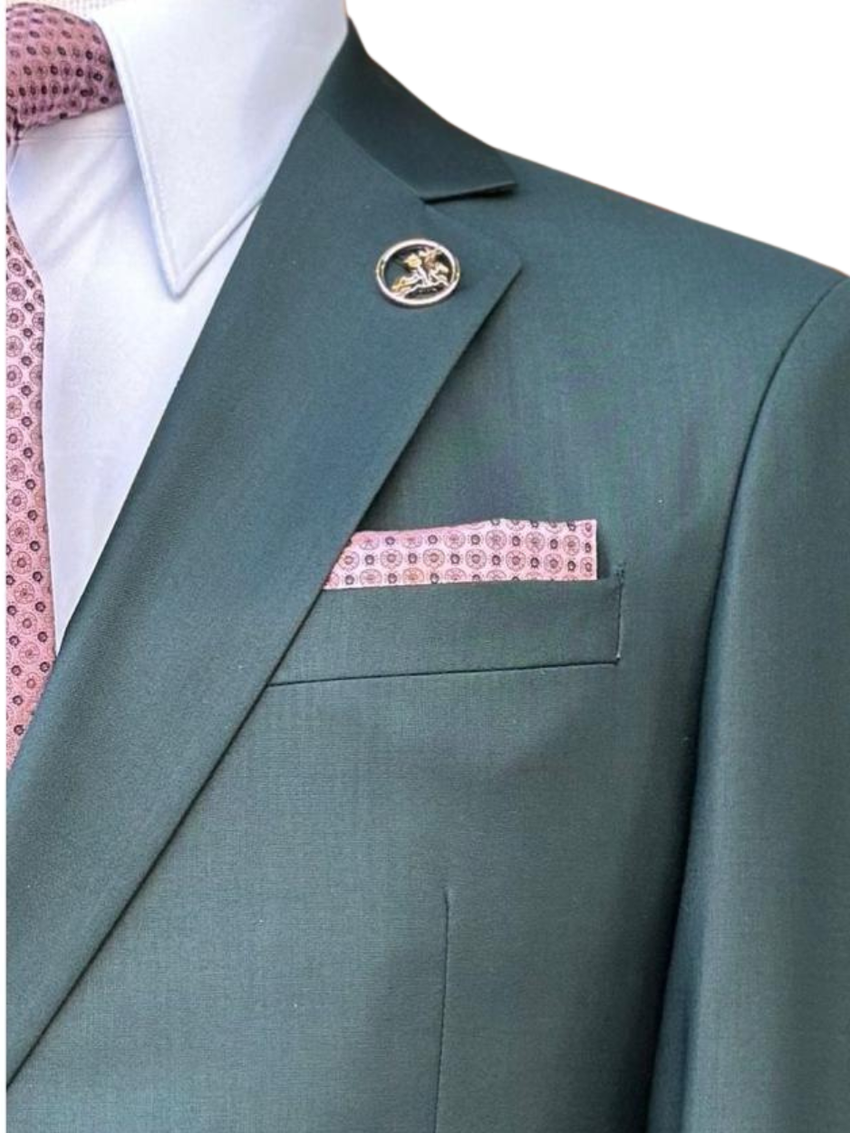 Pierre Carlos Solid Green Slim Fit Double Breasted Stretch Suit with B The Suit Depot Pierre Carlos Solid Green Slim Fit Double Breasted Stretch Suit with B The Suit Depot