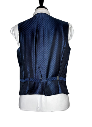 Corneliani Mens Blue Geometric Texture Fully-Canvassed Peak Lapel Slim Fit 3-Piece Wool Tuxedo - 44R