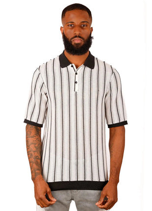 Barabas Mens Black & White Short Sleeve Knit Polo Shirt