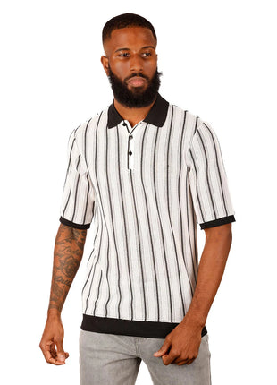 Barabas Mens Black & White Short Sleeve Knit Polo Shirt