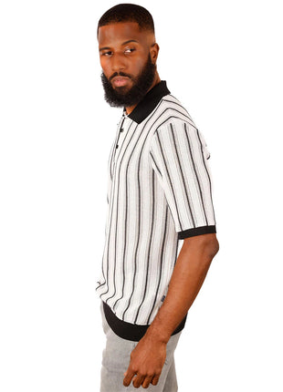 Barabas Mens Black & White Short Sleeve Knit Polo Shirt