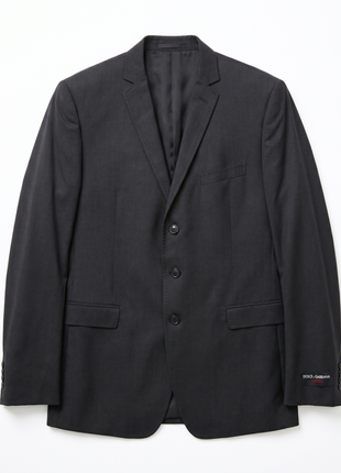 Dolce & Gabbana Mens Solid Black Fully-Canvassed Notch Lapel Slim Fit 3-Button Wool Suit  - 44L