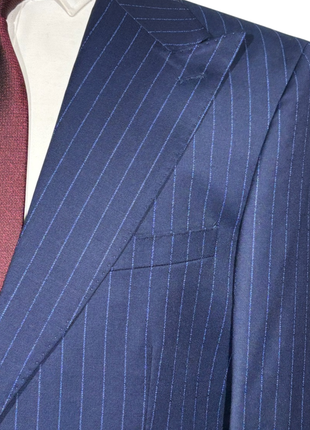 Centrion Mens Blue Pinstripe Classic Fit Peak Lapels 2 Button Wool Suit