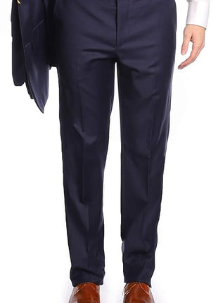 Mens Classic Fit Navy Blue Two Button 100% Wool Suit