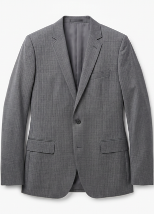 Hugo Boss Mens Gray Crosshatch Textured Notch Lapels Slim Fit 2-Button Wool Suit - 40R