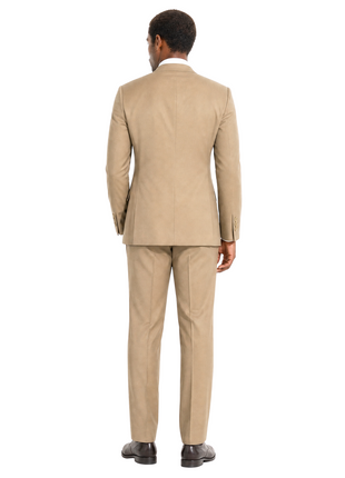 Ralph Lauren Black Label Solid Tan Notch Lapel Slim Fit 2-Button Wool Suit - 38R