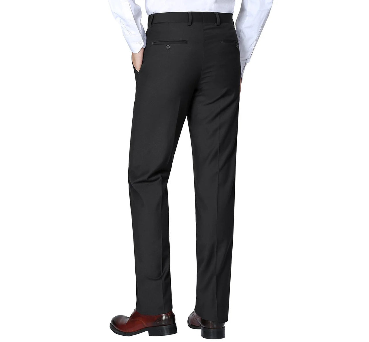 Men's Regular Fit Flat Front Wool Suit Pant