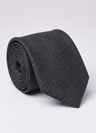 Letteriello Charcoal Black & White intersecting lines Italian Silk Neck Tie