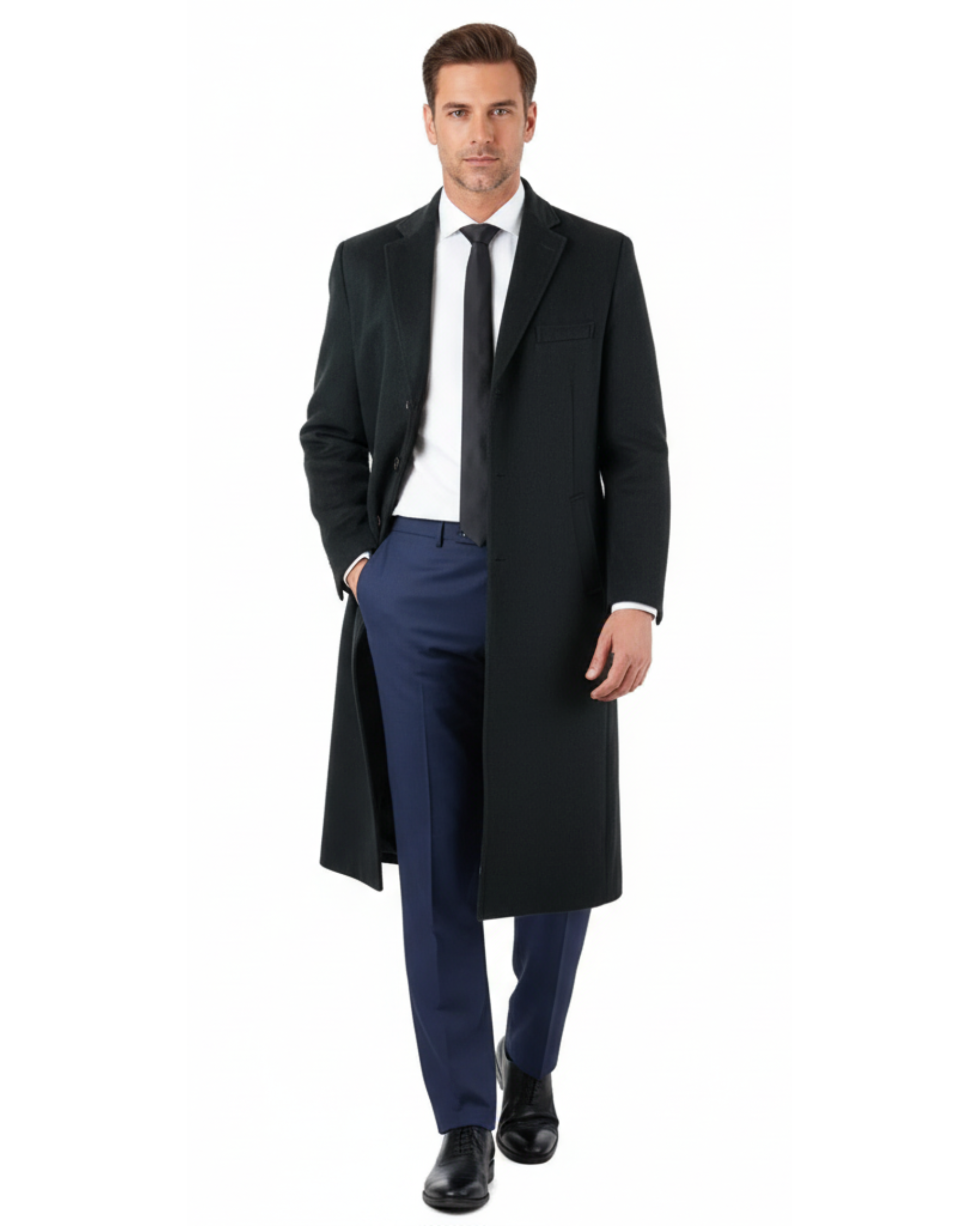 Mens Regular Fit Solid Hunter Green Full Length Wool Cashmere