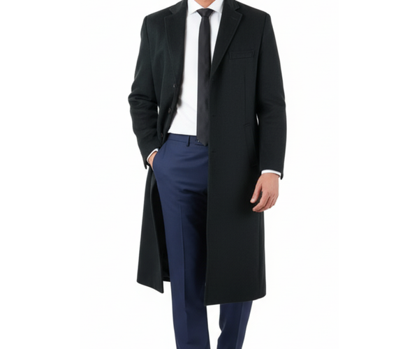 Mens Regular Fit Solid Hunter Green Full Length Wool Cashmere