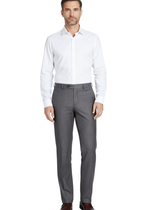 Men's Regular Fit Flat Front Wool Suit Pant - The Suit Depot