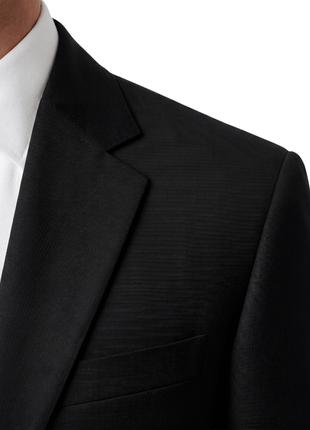 Hugo Boss Mens Solid Black Notch Lapels Classic Fit 2-Button Wool Suit - 40L