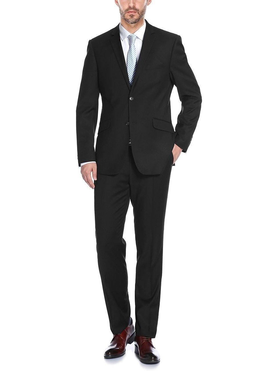 Men's Slim Fit Solid Stretch 2-Piece Suit