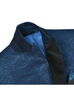 Men's Slim Fit Peak Lapel Tuxedo Blazer With Embroidered Pattern