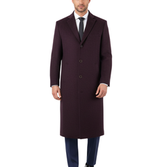 Regular Fit Full Length Single Breasted Wool Cashmere Overcoat - The Suit Depot