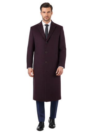 Regular Fit Full Length Single Breasted Wool Cashmere Overcoat - The Suit Depot