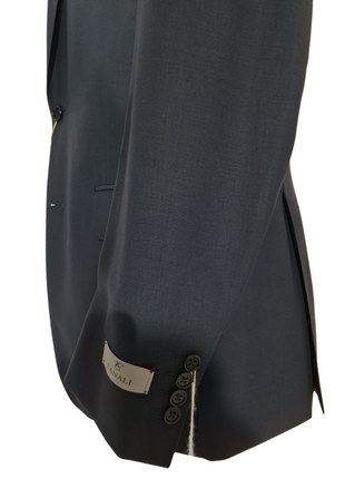 Canali Solid Navy 100% Wool Suit 40R