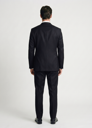 Z Zegna Mens Solid Black Notch Lapel Slim Fit 2-Button Wool Suit - 44L
