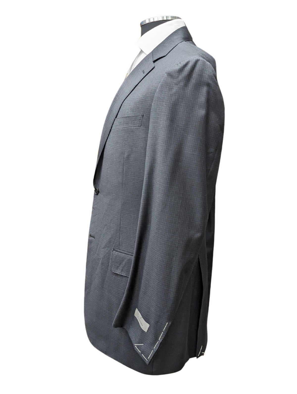 Canali 1934 Mens Charcoal Gray Check 44L Drop 7 100% Wool 2 Button 2 Piece Suit