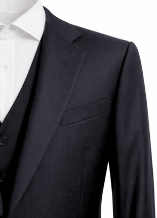 Armani Collezioni Pinstripe Black Modern Fit Wool 3-Piece Suit 50R - The Suit Depot