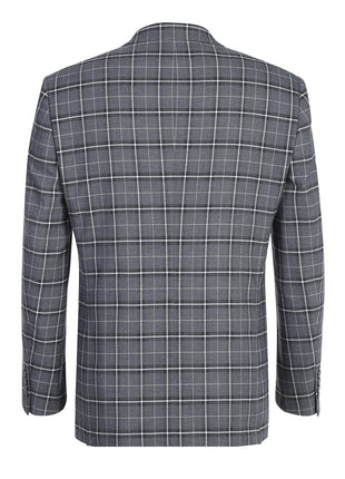 Men's Classic Fit Single Breasted Grey & White Check Suits