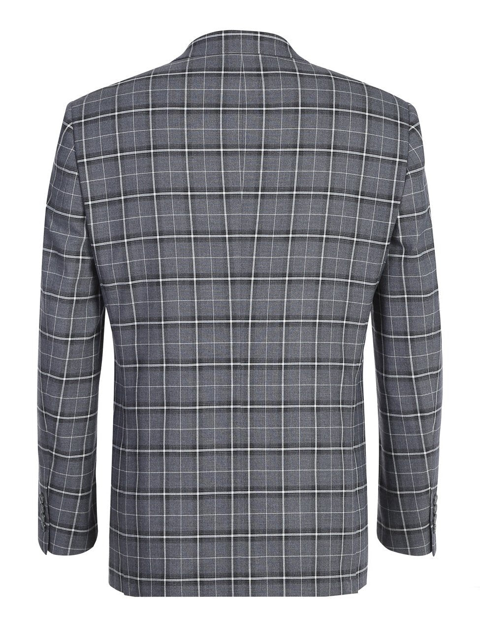 Men's Classic Fit Single Breasted Grey & White Check Suits