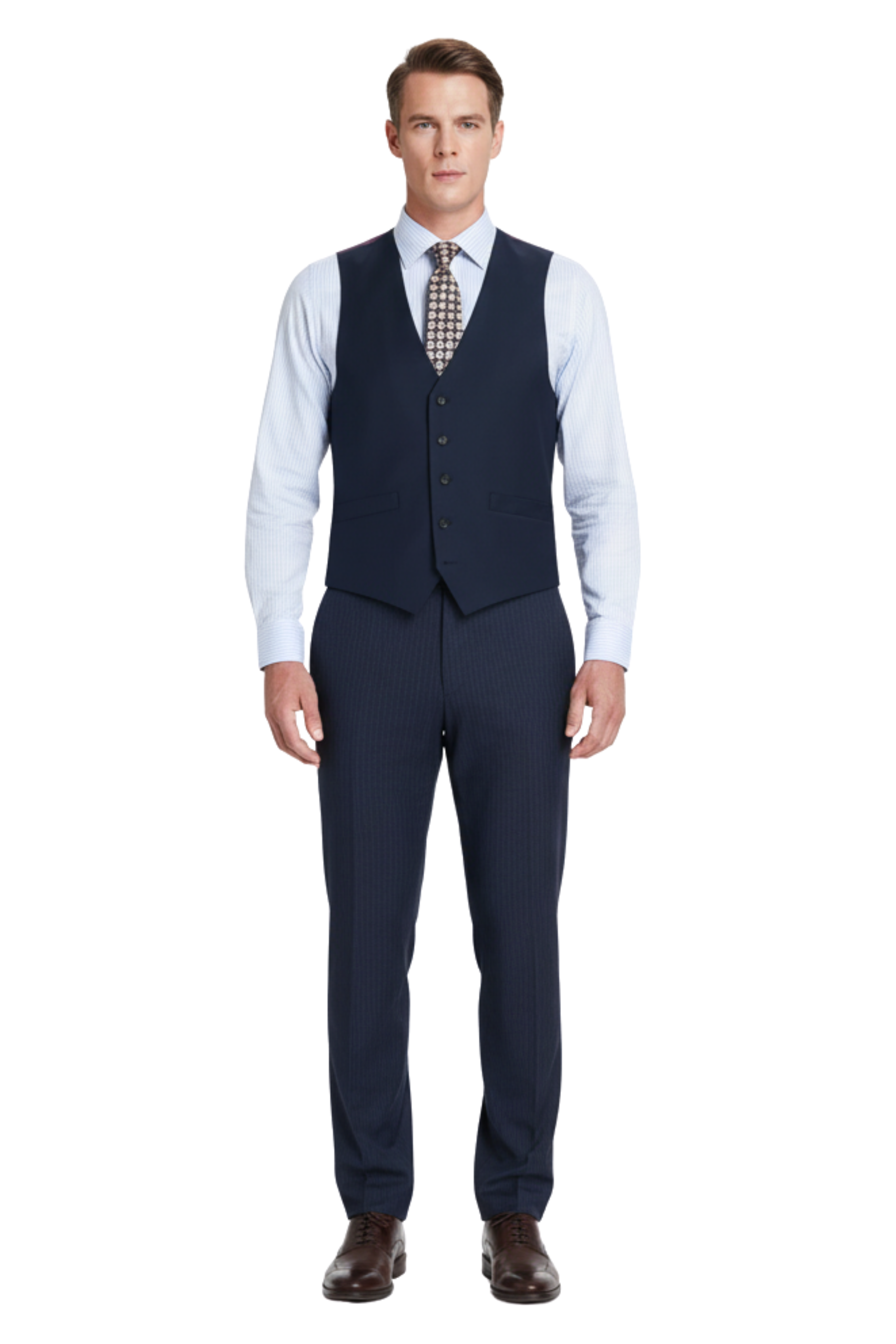 Men's Classic Fit Suit Separate Wool Vest, Blue / Classic Fit / 60R