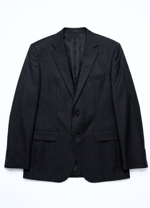Boss Black Pinstripe Notch Lapel Modern Fit Wool 2-Button Suit 40R