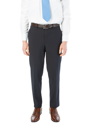 Raphael Mens Solid Navy Blue Slim Fit Flat Front Prehemmed Stretch Dress Pants