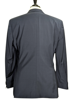 Hugo Boss Navy Blue Plaid Windowpane Notch Lapels Wool 2-Button Suit - 40R