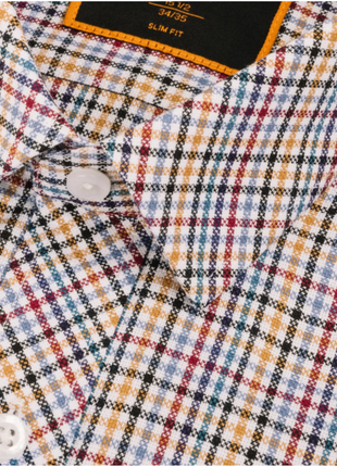 Steven Land Multicolor Plaid Spread Collar Slim Fit Wrinkle & Shrink Free Cotton Dress Shirt